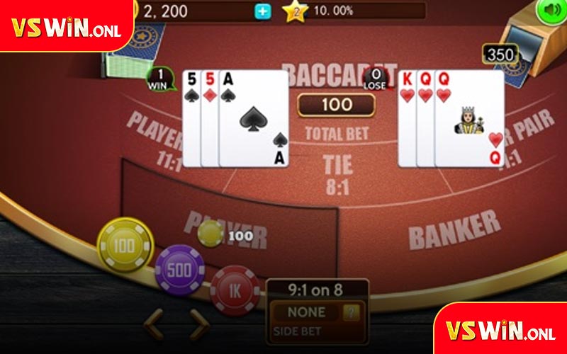 Hướng dẫn cách chơi Baccrat tại VSWIN